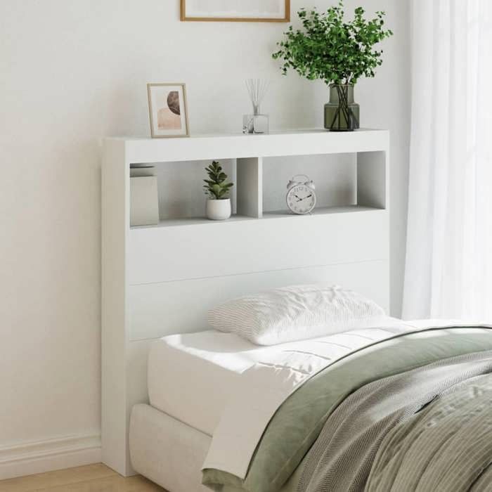 vidaXL Armoire Tête de Lit avec LED Tête de Lit avec Compartiment Meuble de Rangement Chambre à Coucher Accessoire de 839182