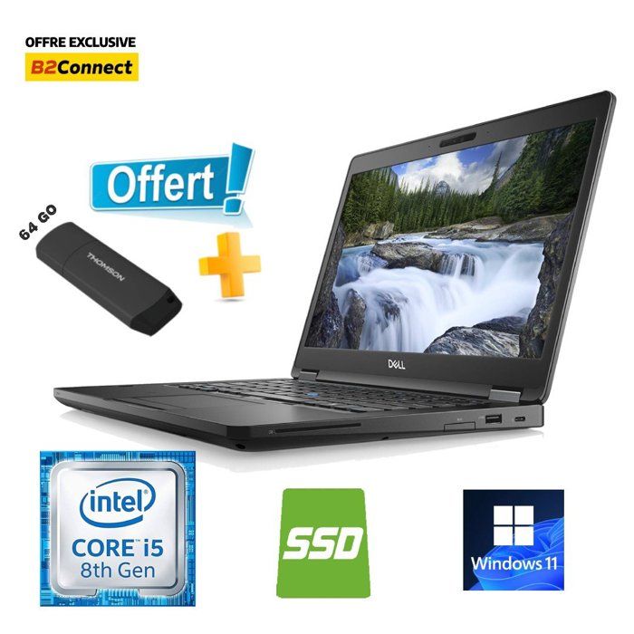 PC Portable Dell Latitude 5490 Intel CORE i5-8250U RAM 16Go Disque SSD 512Go Windows 11  Clé USB 3.0 Thomson 64Go offerte