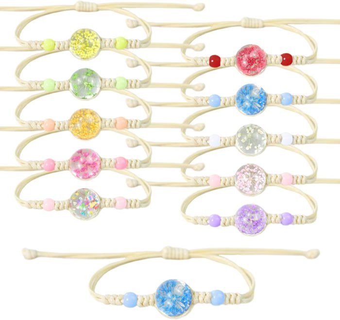 Lot De 10 Bracelets Amitié Fille Fleuris - Bracelets Tissés Réglables Colorés
