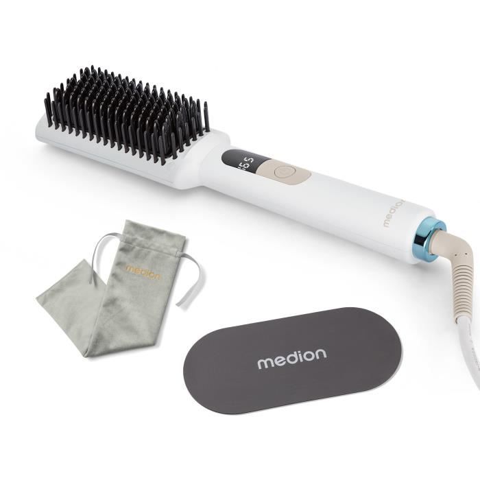 Brosse chauffante - MEDION - MD19859 - 46 W - 5 niveaux de chaleur - 165 à 210°C - Blanc