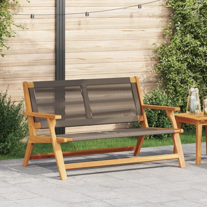 Moderne Fauteuil/Siège dExtérieur Banc de jardin Gris 76x122x73 cm en bois massif dacacia @FR(907778)