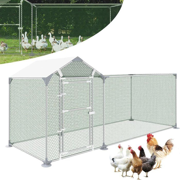 Meilleurs prix pour HENGMEI Enclos Poulailler 3x1x15m Acier Galvanisé avec Toit Imperméable et Serrure Abri Extérieur Sécurisé