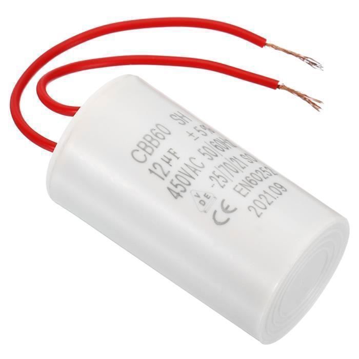Condensateur CBB60 35µF 450V 50/60Hz - 2 Fils 12cm - Idéal Pour Machine à Laver