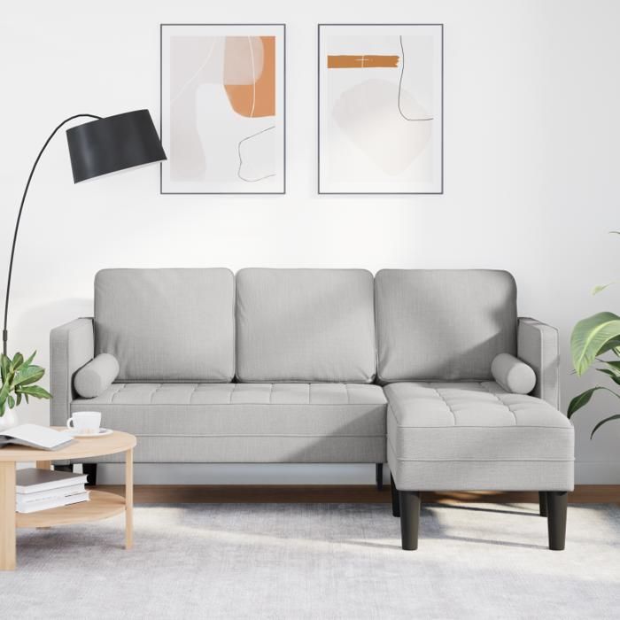 Canapé d angle 3 places Gris Nuage 160 cm Tissu
