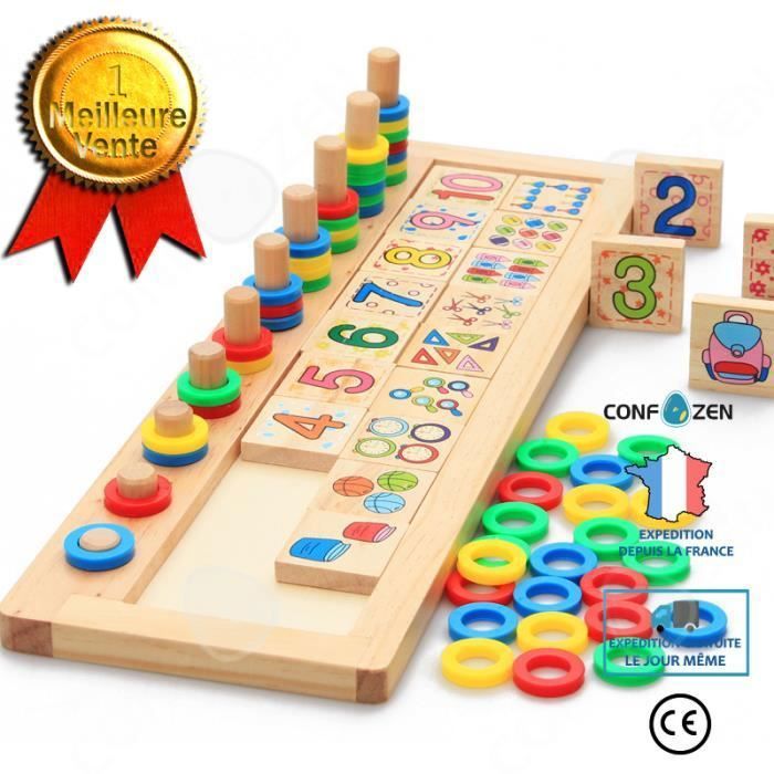 Jouets pédagogiques Montessori bois pour enfants - CONFOZEN - Carte logarithmique - Jouet