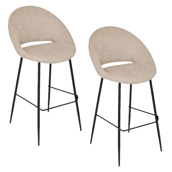 Toilinux - Lot de 2 tabourets de bar AMAGO - Beige Toilinux - Lot de 2 tabourets de bar AMAGO - Beige