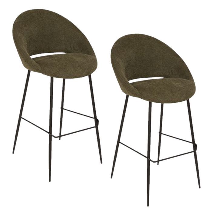 Toilinux - Lot de 2 tabourets de bar AMAGO - Vert cèdre