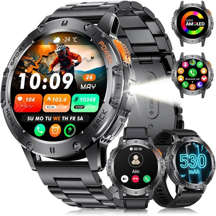 Montre Connectée - UNDERSCORE - FITFLEX - 1 43 AMOLED - Appels Bluetooth - IP68 Étanche
