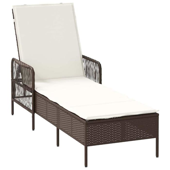 vidaXL Chaise longue PE Rattan 157 x 55 x 92 cm Pliable - vue 2