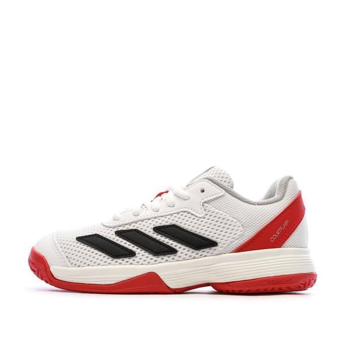 Chaussures de tennis Blanches/Rouges Garçon Adidas Courtflash