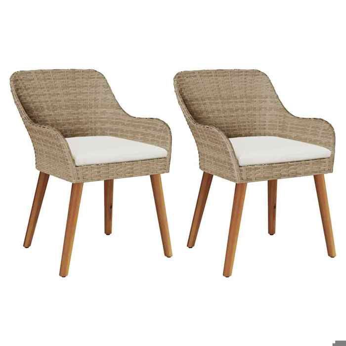 STAR SALE® Chaise de jardin (2 pcs) - ANTI-UV - Beige 625x55x82 cm polyrotin T330