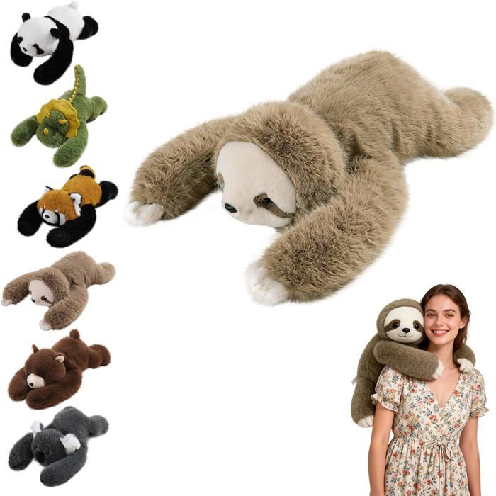 65CM Peluche lestée Paresseux Animaux lestés pour Peluche Anti Stress Apaisante pour soulager lanxiété et favoriser Sommeil (1kg)