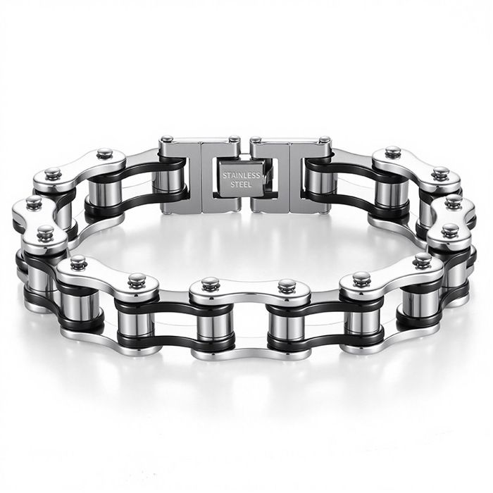 XJYDNCG Bracelet Homme en Acier Inoxydable Style Moto Rock 22 5cm x 1 2cm - XDV004