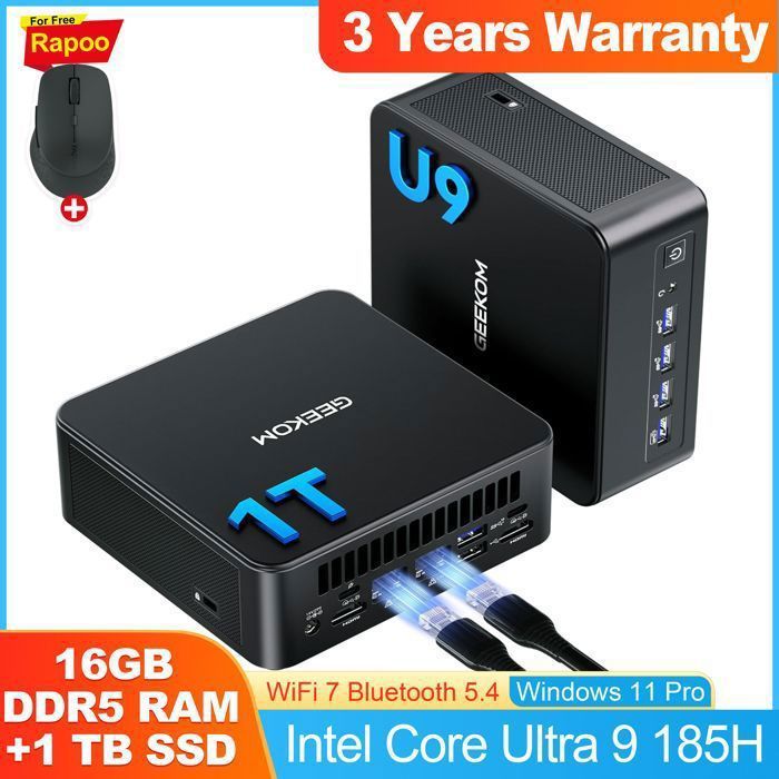 GEEKOM IT13 Max Mini PC U9 16C22T Jusq’à 51 GHz Intel Arc Graphics16Go RAM& SSD Mini Ordinateur Windows 11 Pro