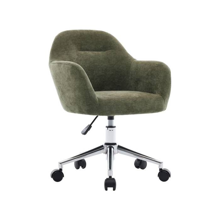Chaise de bureau enfant à roulettes ajustable tissu chenille kaki - Stan Kid Chaise de bureau enfant à roulettes ajustable tissu chenille kaki - Stan Kid