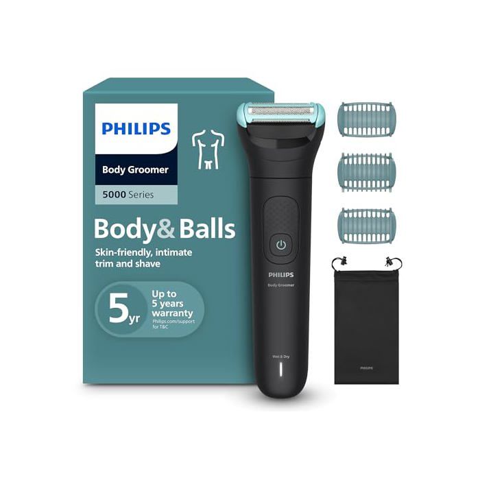 Philips Bodygroom série 5000 tondeuse pour hommes avec système de rasage Triple protection taille des poils et rasage des zones intimes 100% étanche autonomie de 100 min modèle BG547015