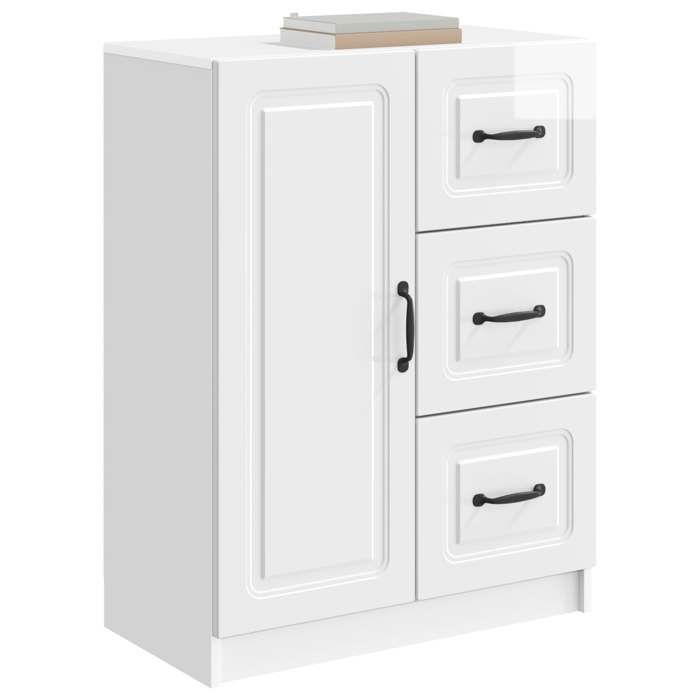 Buffet - vidaXL - Enfilade - Bois ingénierie - Blanc brillant - 3 tiroirs - 66x34 5x87 cm 126yel93o