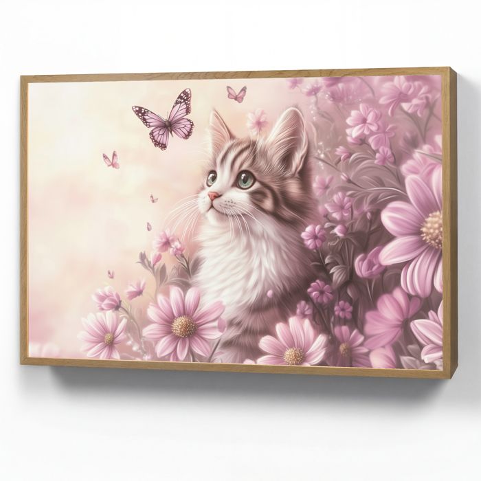 Applique Murale LED - Lampe de Chevet Murale Design - Motif Chaton - Fleurs - Papillons - Violet 100x70 cm Couleur Altrose - OnlyWow