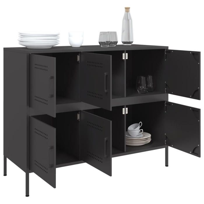 Buffet noir 100 5x39x79 cm acier laminé à froid_2 ans garantie_51142