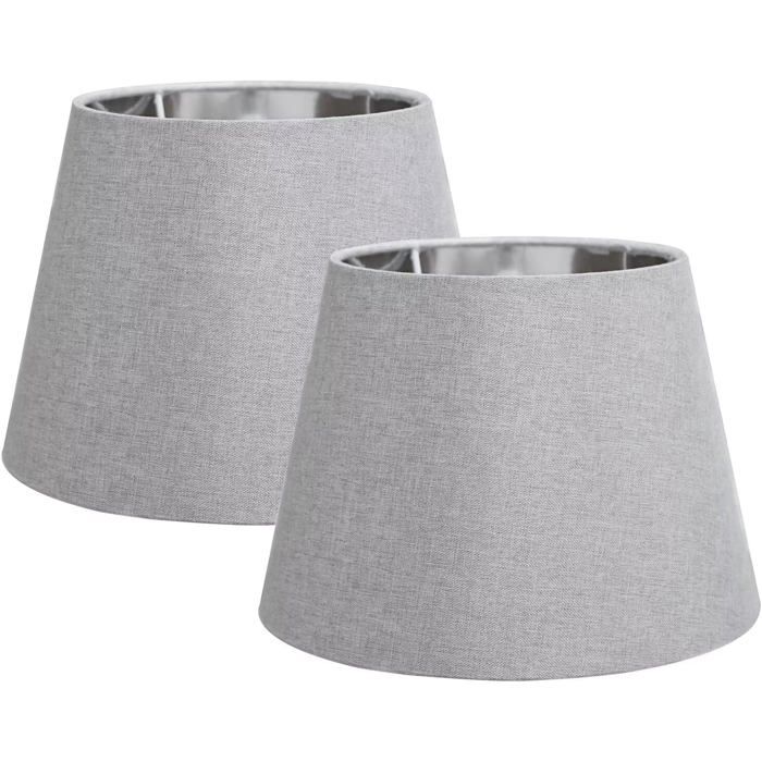 2 Pack 9 Abat-Jour Moderne Conique Remplacement Tissu Gris Avec Doublure Argentée Abat Jour Pour E27/E14 Lampe De Bureau/Mu[IN120]