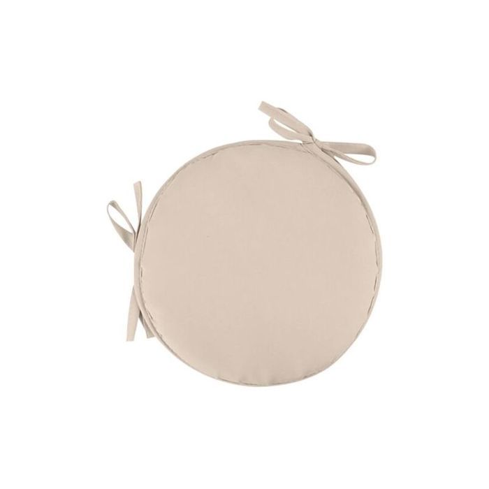 Coussin de chaise de jardin - Réversible Attaches pour fixation - Extérieur terrasse salle à manger - Beige 30 cm de diamètre