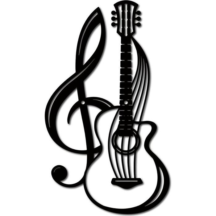 Décoration murale en métal instruments de musique guitare noire ornement suspendu en fer pour balcon jardin maison salon dé