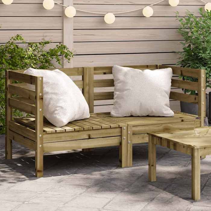 Brun Canapés dangle de jardin 2 pcs bois de pin imprégné - Siège de balcon LV67593