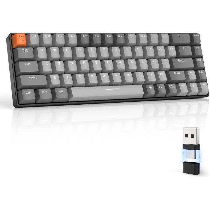 Clavier Gamer sans Fil Clavier Mecanique Gaming 60% Apex Pro Mini Double Mode Bluetooth 5.0/2.4Ghz Hot Swappable Interrupteur Rouge