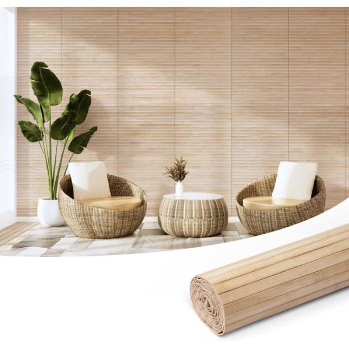 Panneau mural en bambou naturel 30 x 244 cm - 0 74 sq ft - revêtement mur plafond et meuble - rouleau prêt à poser