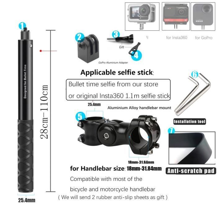Support Guidon Moto PULUZ - Pour Caméras DJI Et Insta360