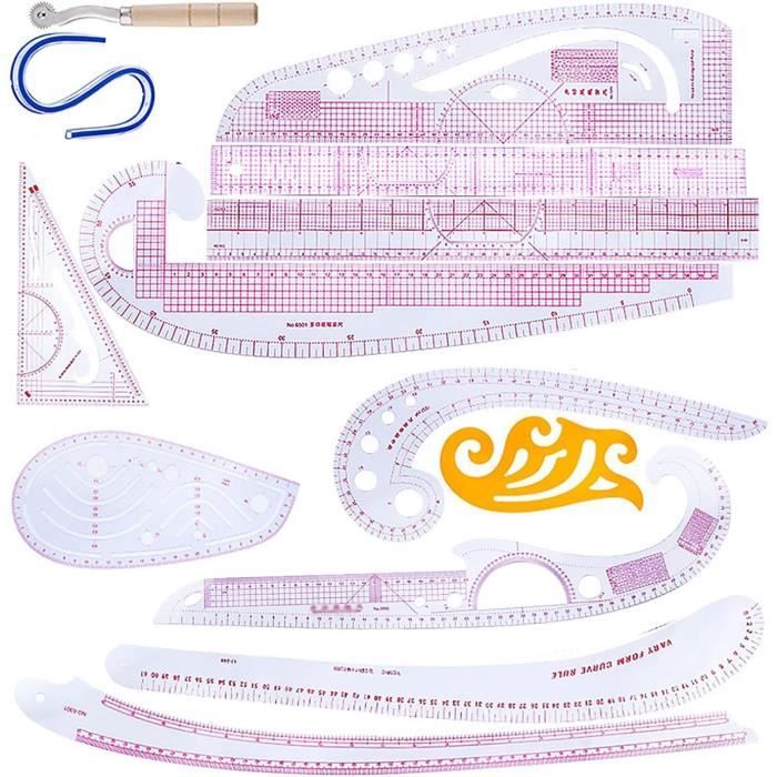 Lot De 6 Règles Métriques Françaises, Règle Courbe De Couture, Dessin, Modèle De Couture Pour Concepteurs Et Tailleurs