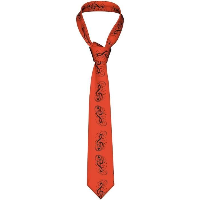 Cravate Homme Motif Notes De Musique - Soie Imitation - 72 Cm - Accessoire Fête, Soirée à Thème, Scène - Cadeau Original
