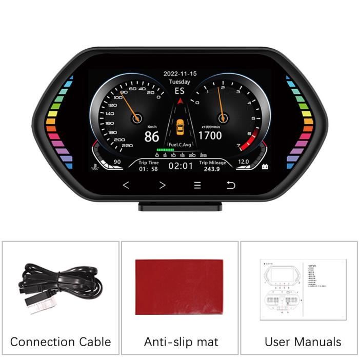 Noir - Affichage tête haute GPS F12 HUD OBD, écran LCD 4.5 pouces, Compteur de vitesse numérique pour voiture