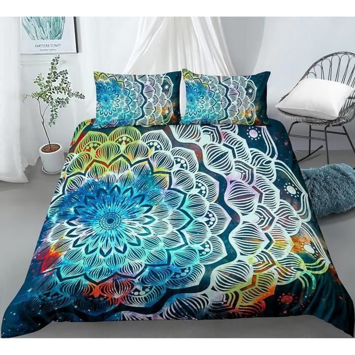 Housse De Couette 140x200cm Microfibre Bleu Canard - 2 Pièces Avec Taie Oreiller 65x65cm - Pour 1 Personne