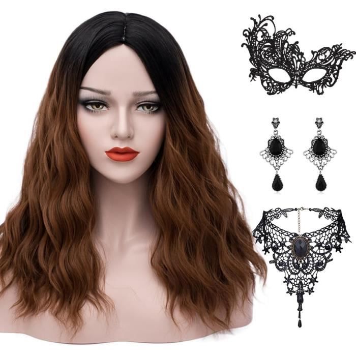 Perruque Halloween Femme Bouclée Rouge Longue - Style Gothique - Pour Cosplay, Fête, Carnaval - En Polyester