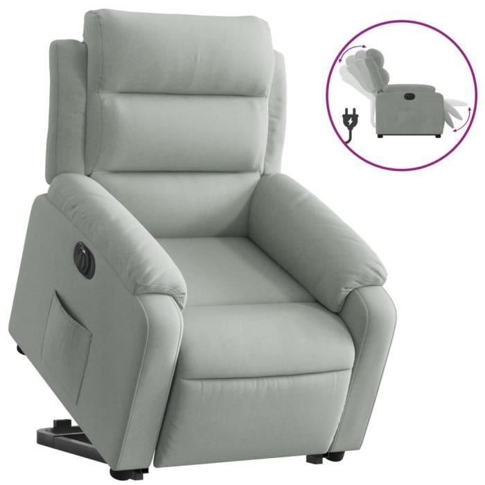 FlexiSpot Fauteuil Relax Électrique, Fauteuil Inclinable avec Dossier Réglable 105°-155°, Fauteuil TV de relaxion, Gris Claire - Maison