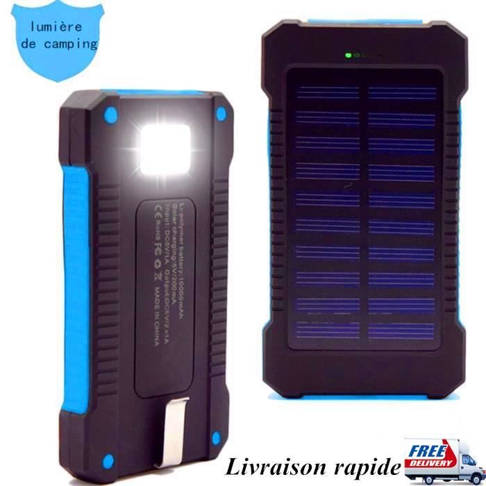 RUILIN®50000mAh Batterie solaire portable Batterie externe Lampe à LED étanche 2USB Convient