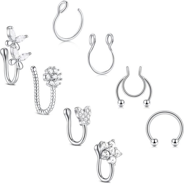 Lot De 4 Piercings De Nez En Acier Inoxydable Avec Strass - Taille 20G (1,5 Mm), Spirales En S, Couleurs Variées