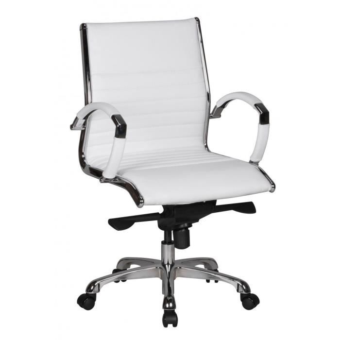 chaise de bureau blanc design en pvc l. 60 x p. 60 x h. 97 - 107 cm - collection boorsem blanc - vivenla,com