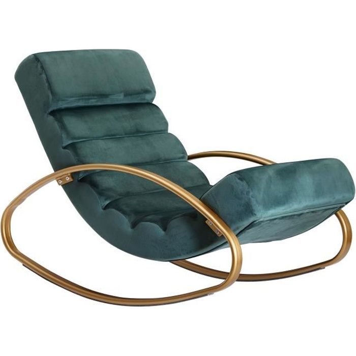 Fauteuil Relax Design En Fer Forge Et Velours Vert L 61 X P 111 X H 81 Cm Collection Kirkcaldie Viv 97268 Vert Cdiscount Maison
