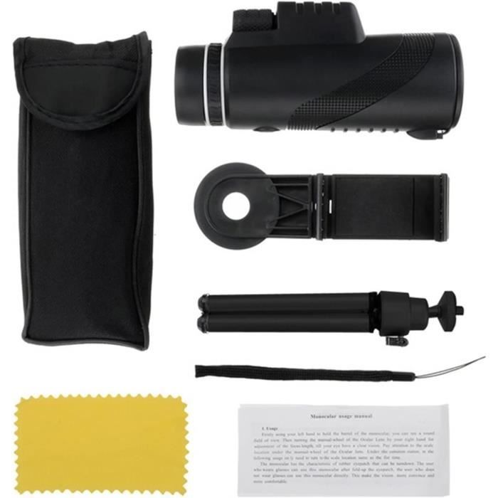 Monoculaire Puissant 80x100 - Prisme BAK4, Objectif 42mm - Pour Observation, Chasse, Camping - Avec Adaptateur Téléphone