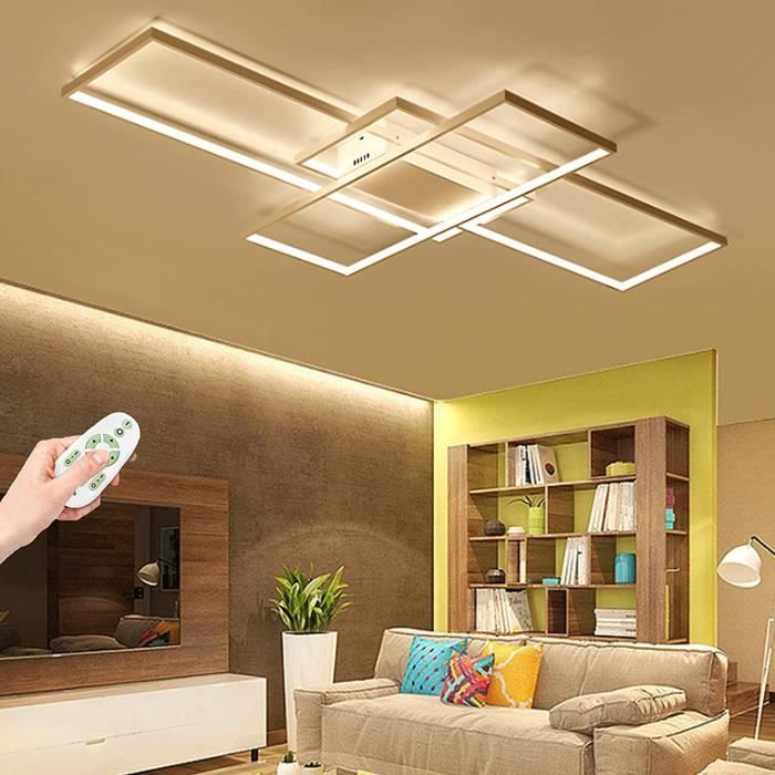 Moderne Plafonnier LED 65W télécommande Intensité variable Lampe De Plafond  salon Aluminium Design géométrique Éclairage intér[500] - Cdiscount Maison