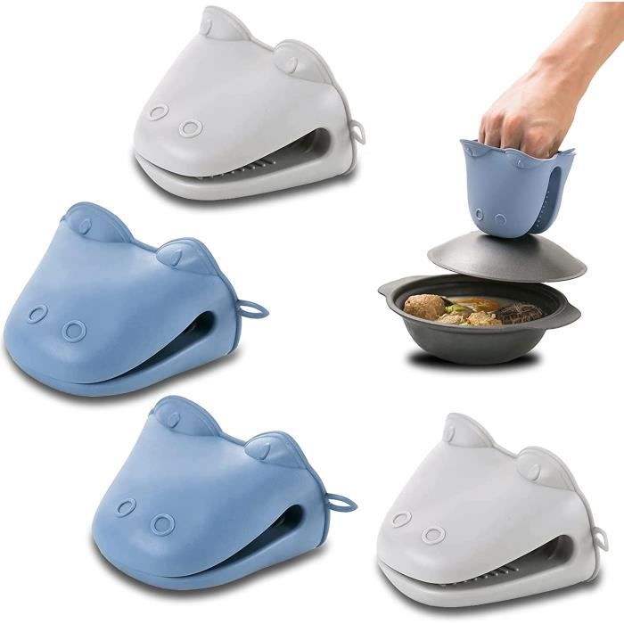 Lot De 4 Maniques De Cuisine En Silicone - Double Couche Résistante à La Chaleur - Antidérapantes