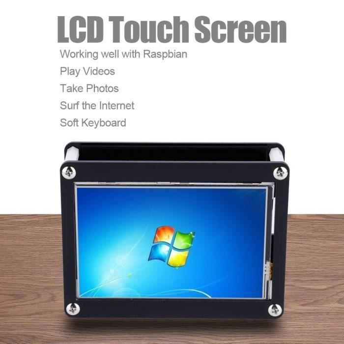 Vente Ecran PC 4,0 Pouces  Écran LCD pour Raspberry Pi 480 x 320P Tactile avec Boîtier en Acrylique Noir-TIM pas cher