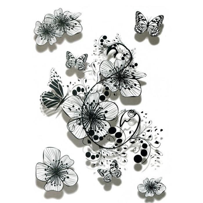 Hi Tatouage Temporaire Fleur Léger Papillon