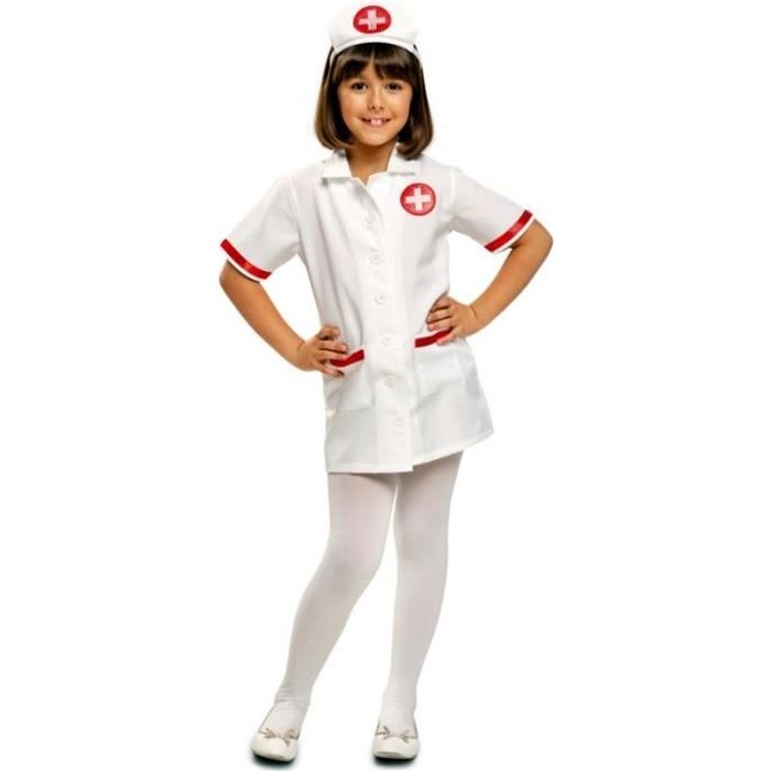 Déguisement infirmière enfant - MisterFiesta - Blanc et rouge - 10 ans - Robe et coiffe