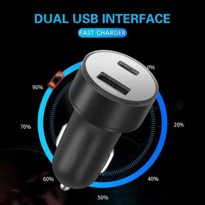 Chargeur De Voiture Rapide Iphone Câble Usb-C 8Pin Pour 12 11 Pro Max ...