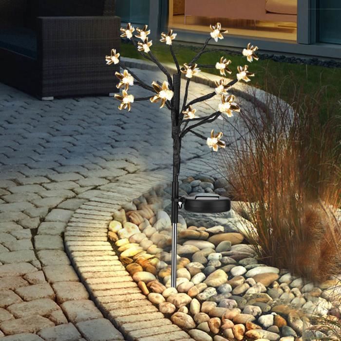 Lampe de jardin solaire, lampe en forme d'arbre de lumière LED de lumière de pelouse 20LED IP65 étanche pour la cour extérieure