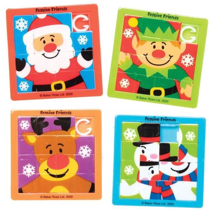 Baker Ross AX455 Puzzles À Faire Glisser Amis Festifs - Paquet De 8, Jouets Petits Pour Les Enfants, Les Jouets Petits
