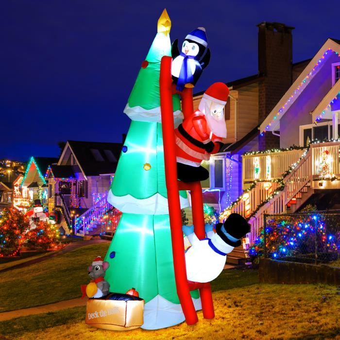 Arbre de Noël 210cm Gonflable, Eclairage LED, Auto Gonflable, Grand